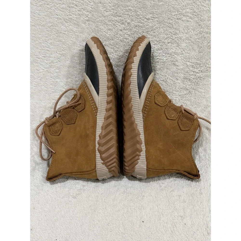 Sorel Out N About Rain Duck Boots Women 7 Tan/Brown Leather Waterproof NL3069